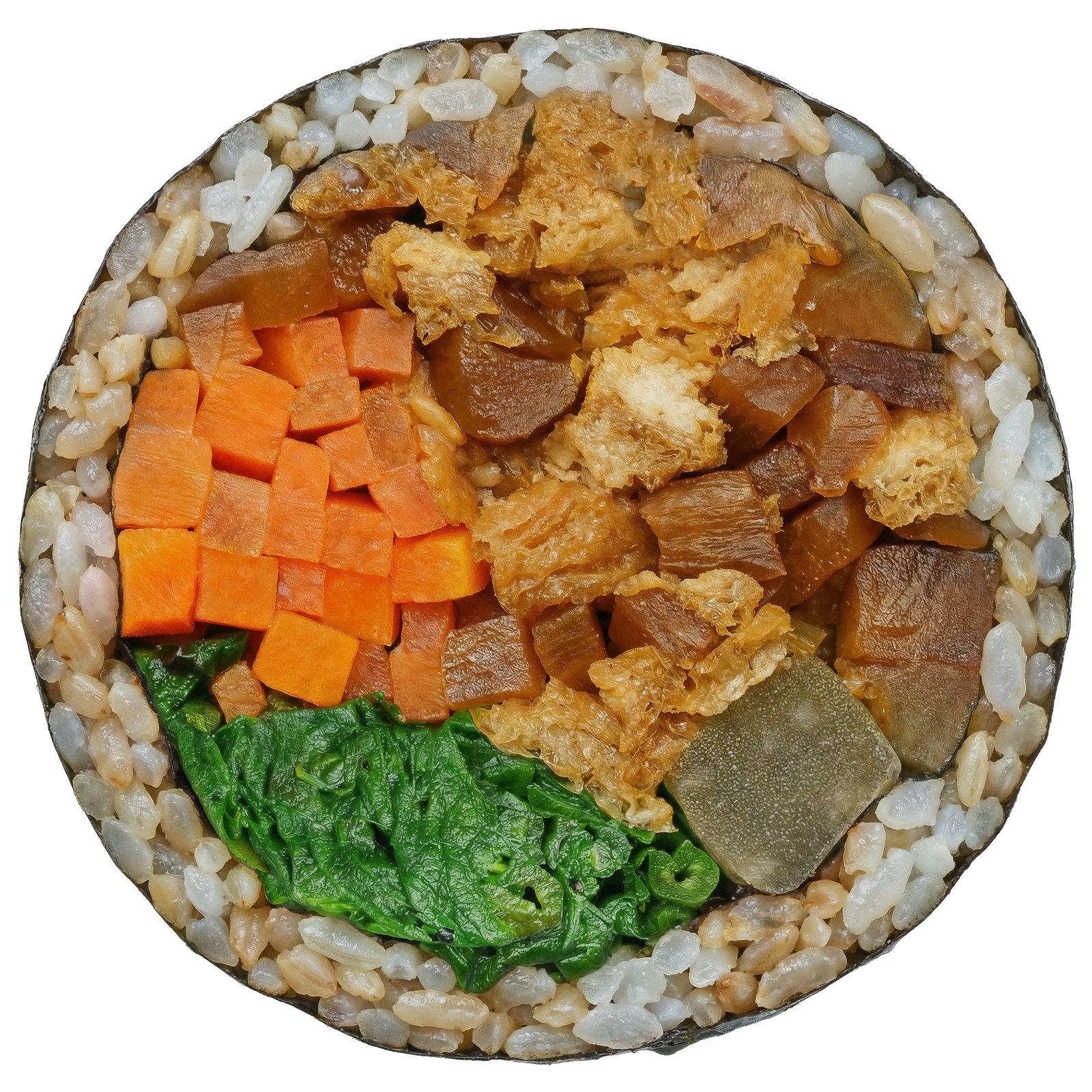비건김밥 우엉유부 — 단면