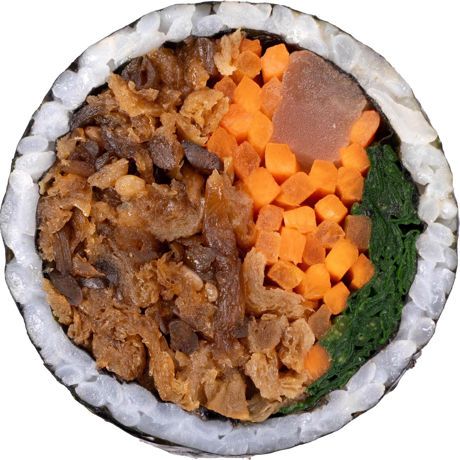 단짠 우엉유부 비건김밥 — 단면