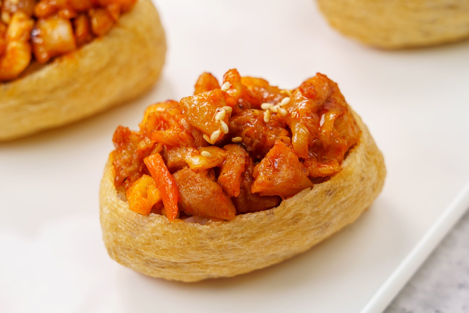 치즈불닭 저당유부초밥 — 단면