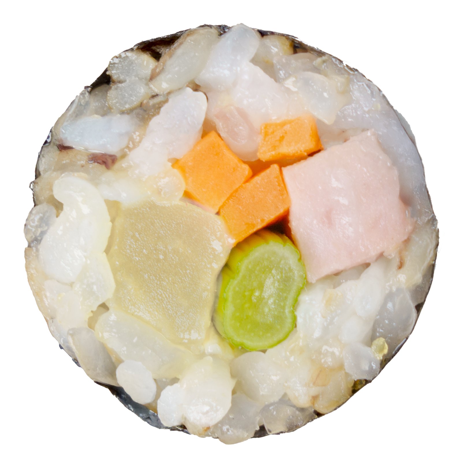 햄야채 저당꼬마김밥 — 단면