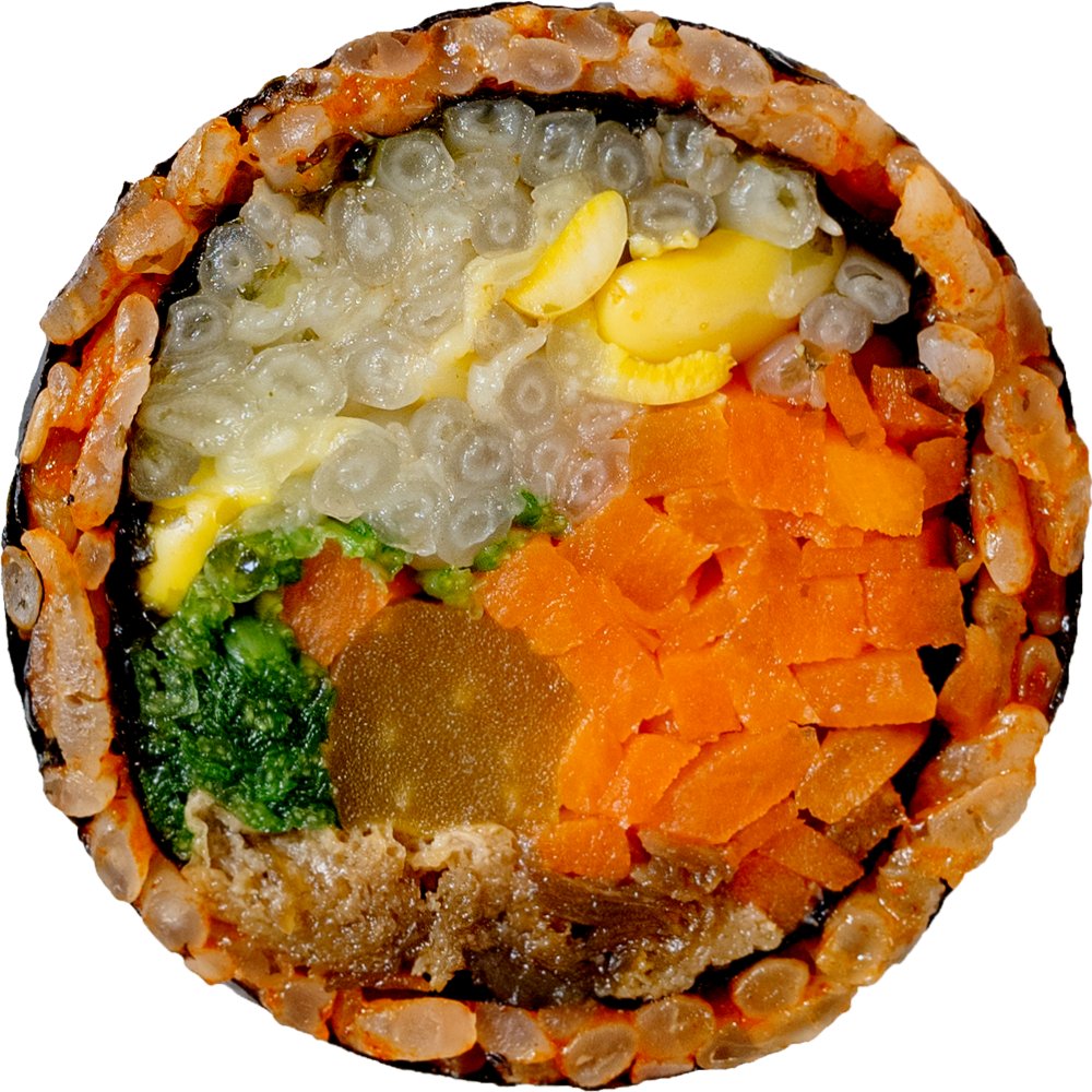 비건 고추장비빔밥 김밥 — 단면
